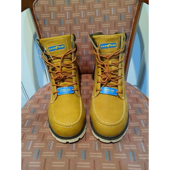 New Men's 13 Goodyear Penn Steel Toe Work Boots, Wheat, - Picture 1 of 7